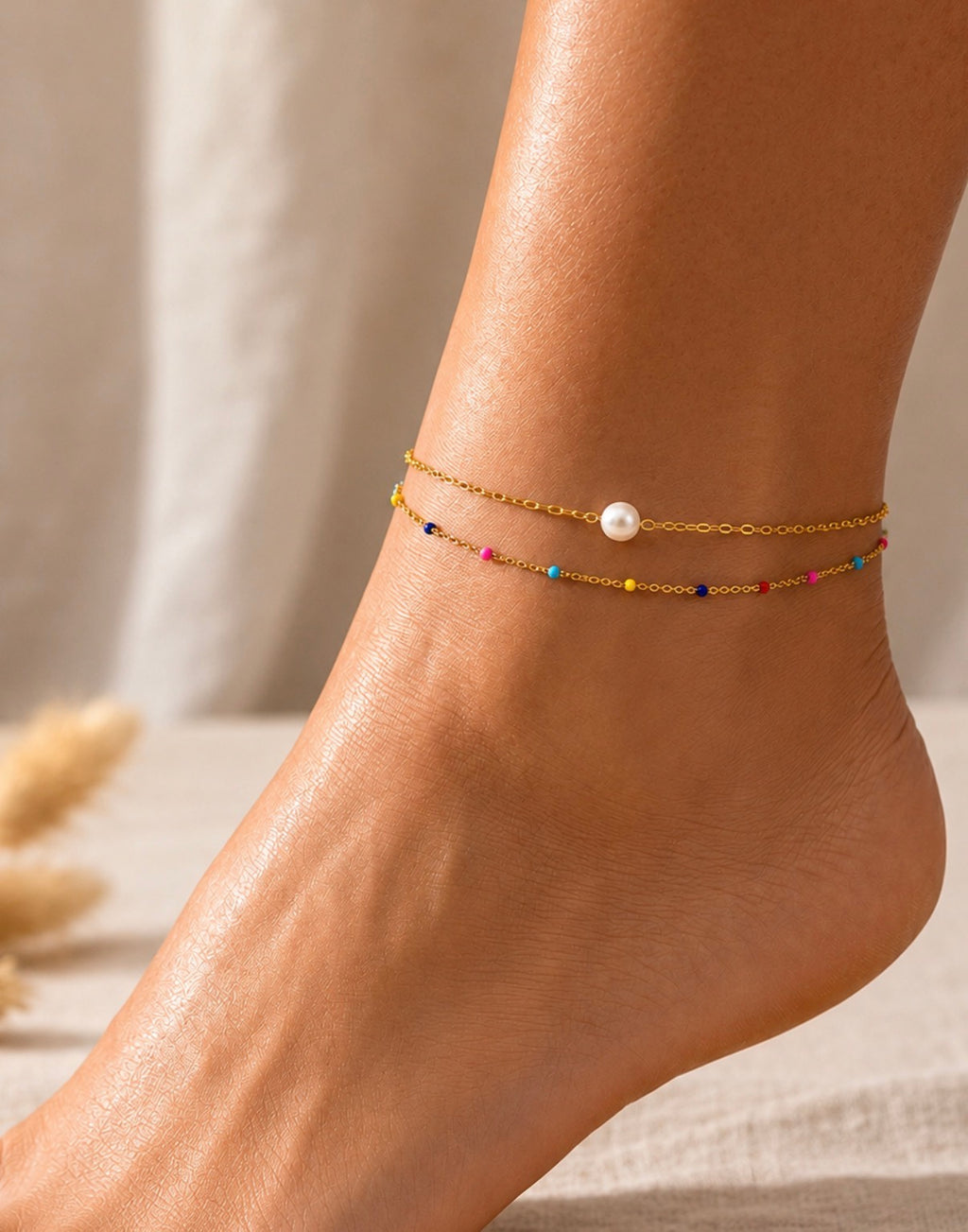 Coastal Candy Pearl Gold Anklet