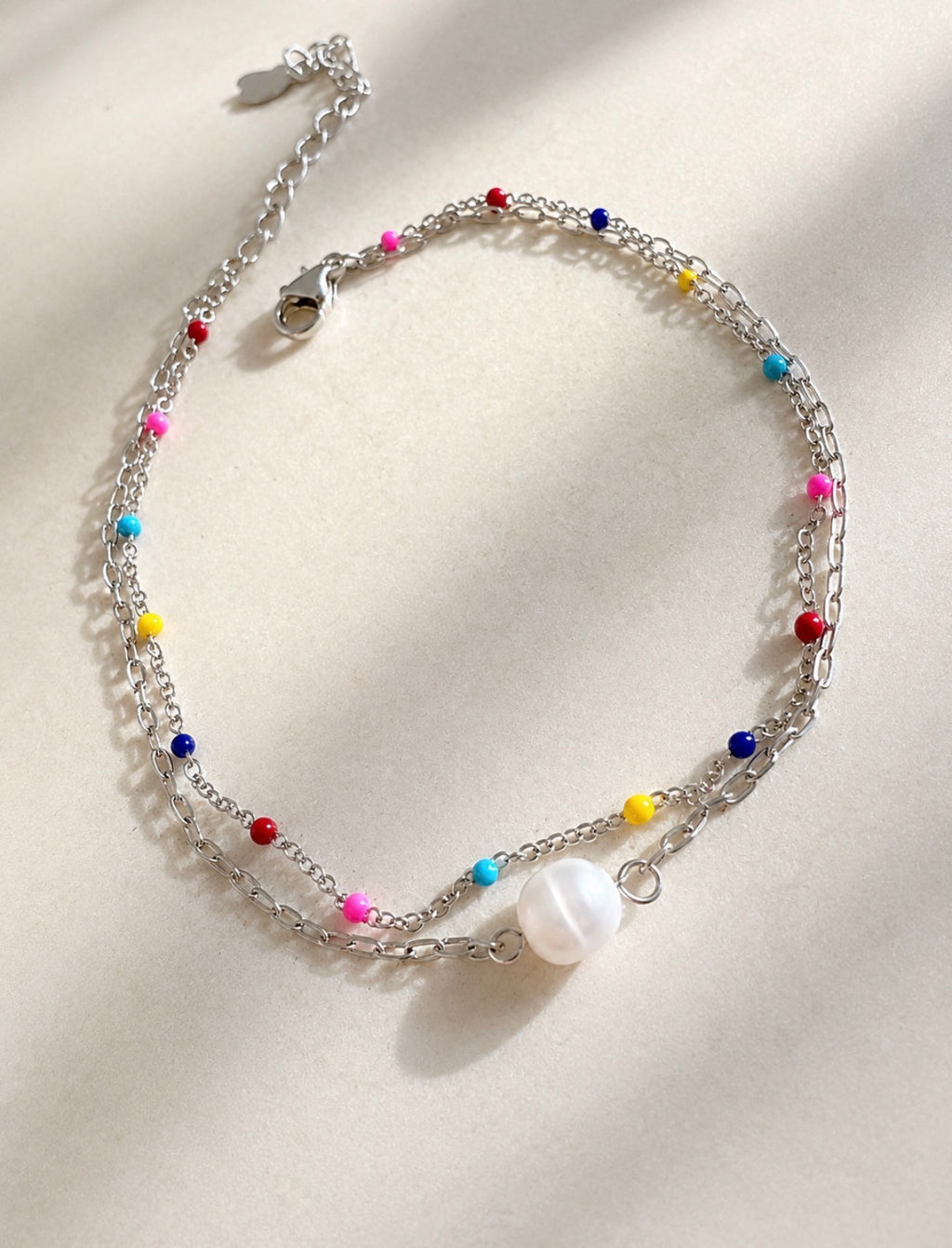 Coastal Candy Pearl Silver Anklet