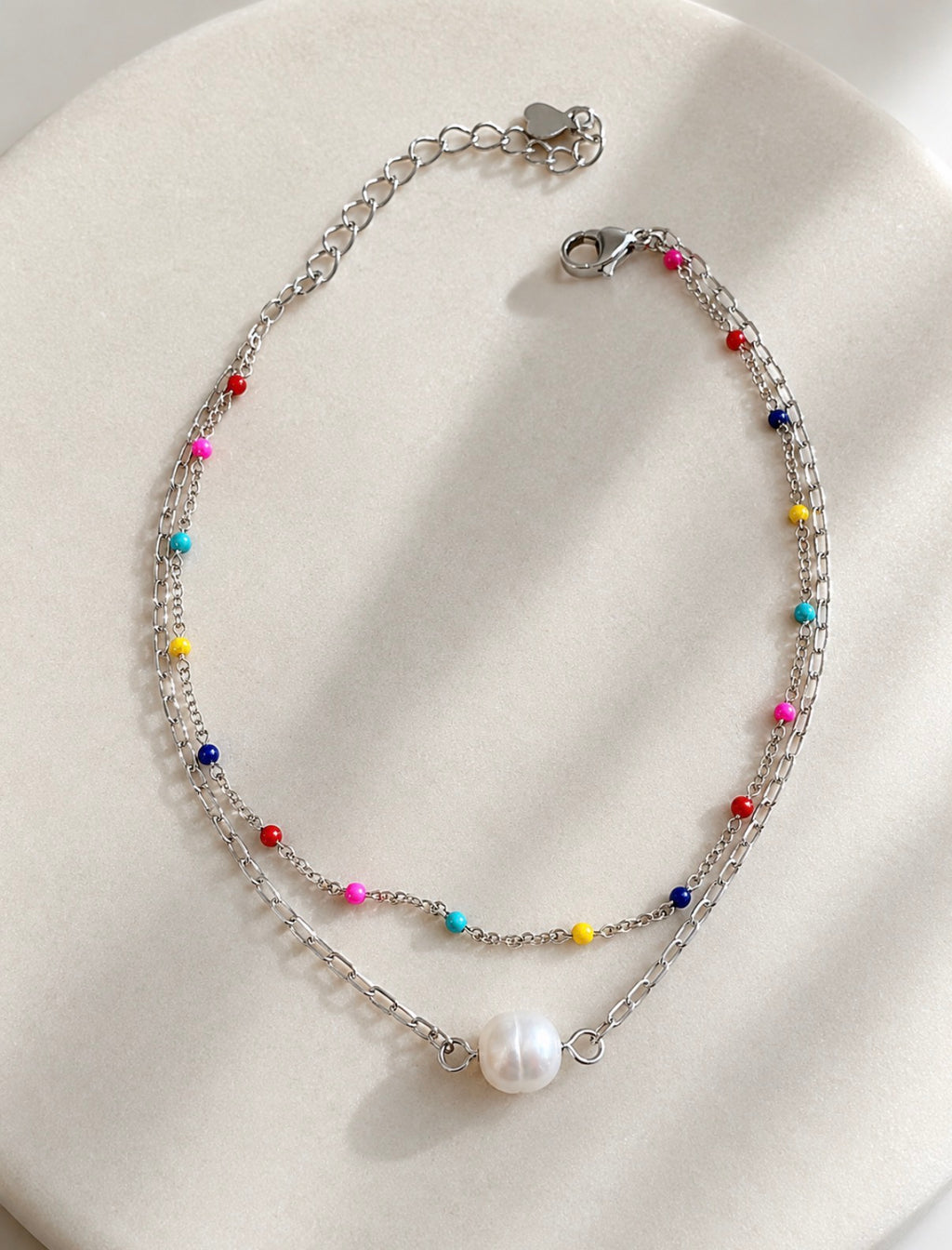 Coastal Candy Pearl Silver Anklet