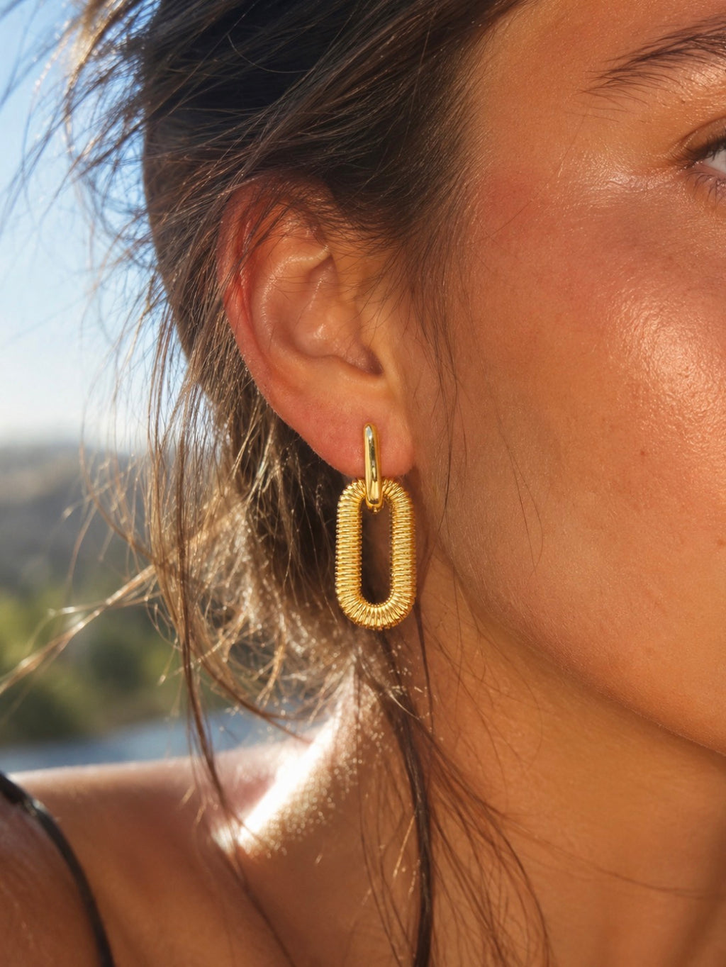 Coastline Textured Hoops~Gold