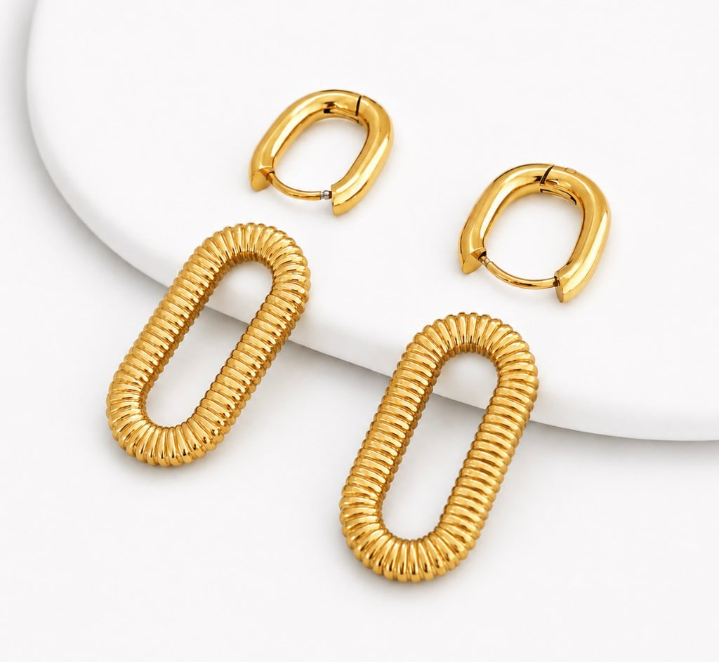 Coastline Textured Hoops~Gold