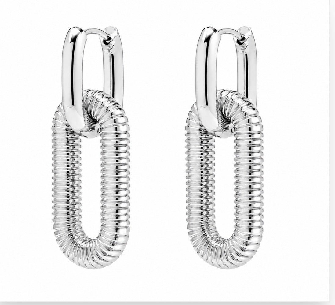 Coastline Textured Hoops~Silver