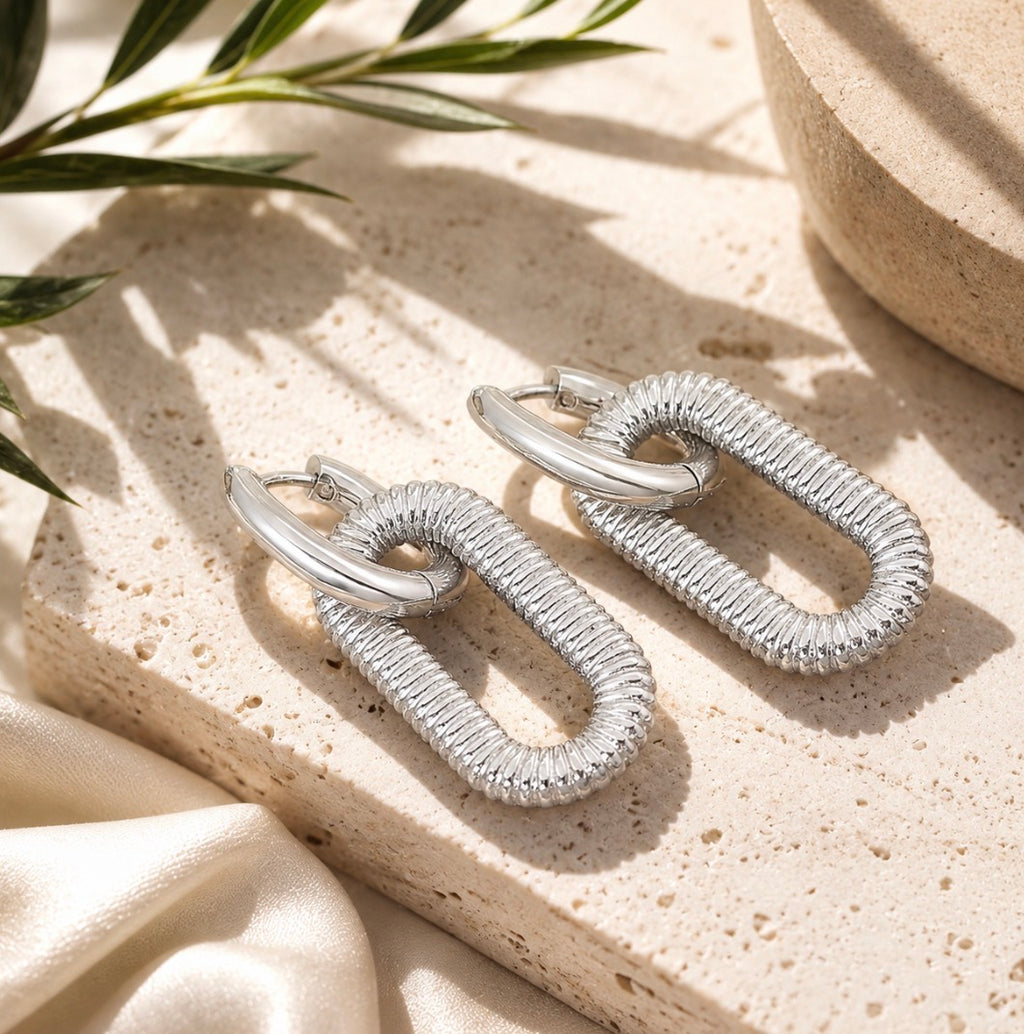 Coastline Textured Hoops~Silver