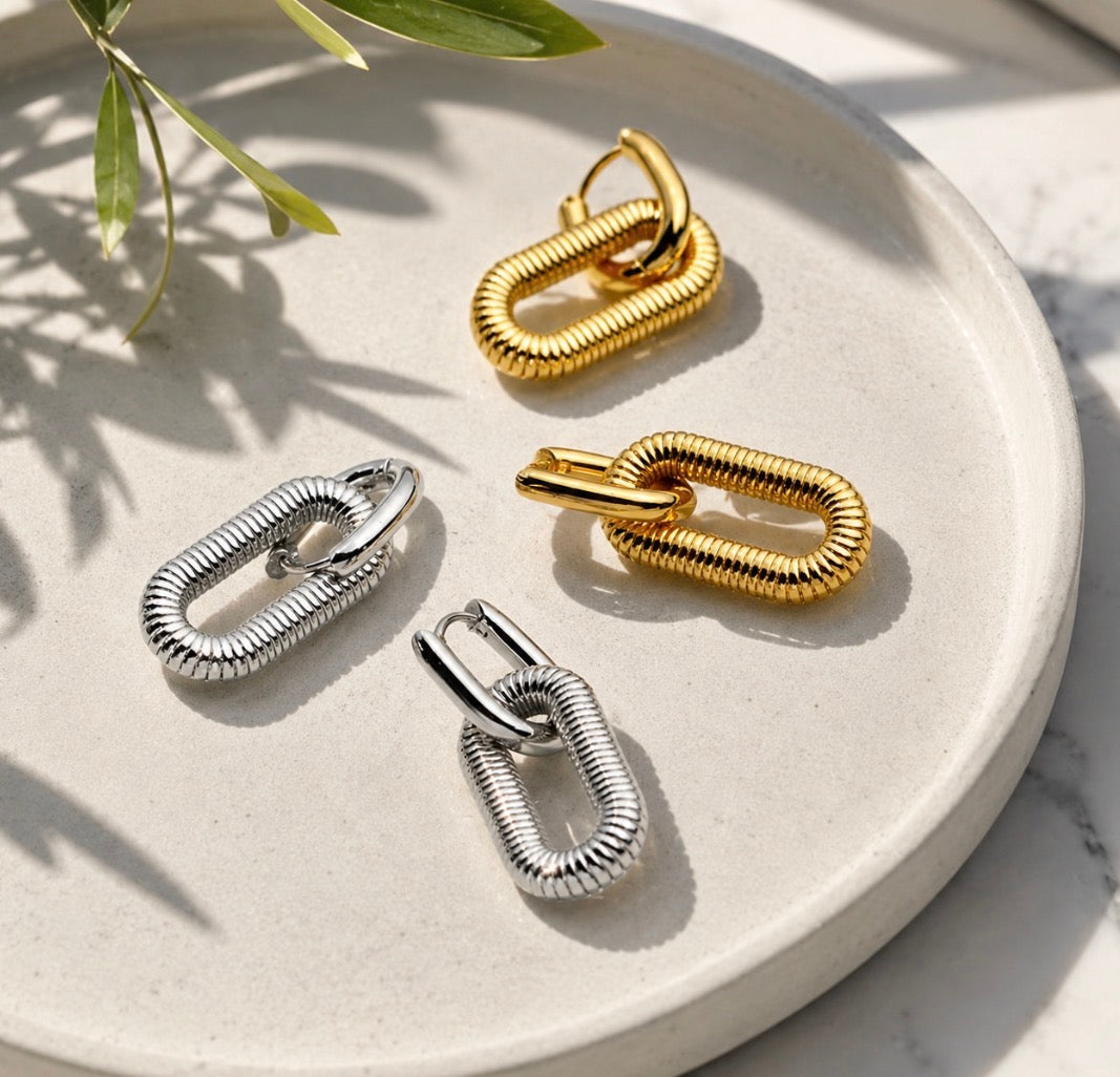 Coastline Textured Hoops~Silver