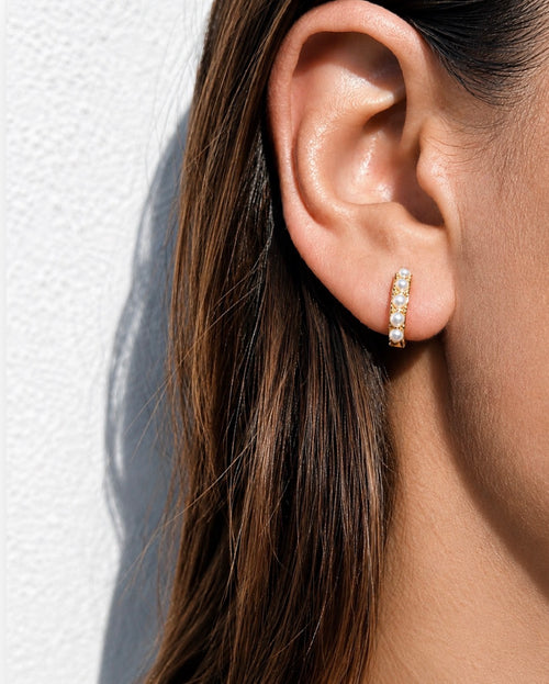 Dainty Pearl Hoops