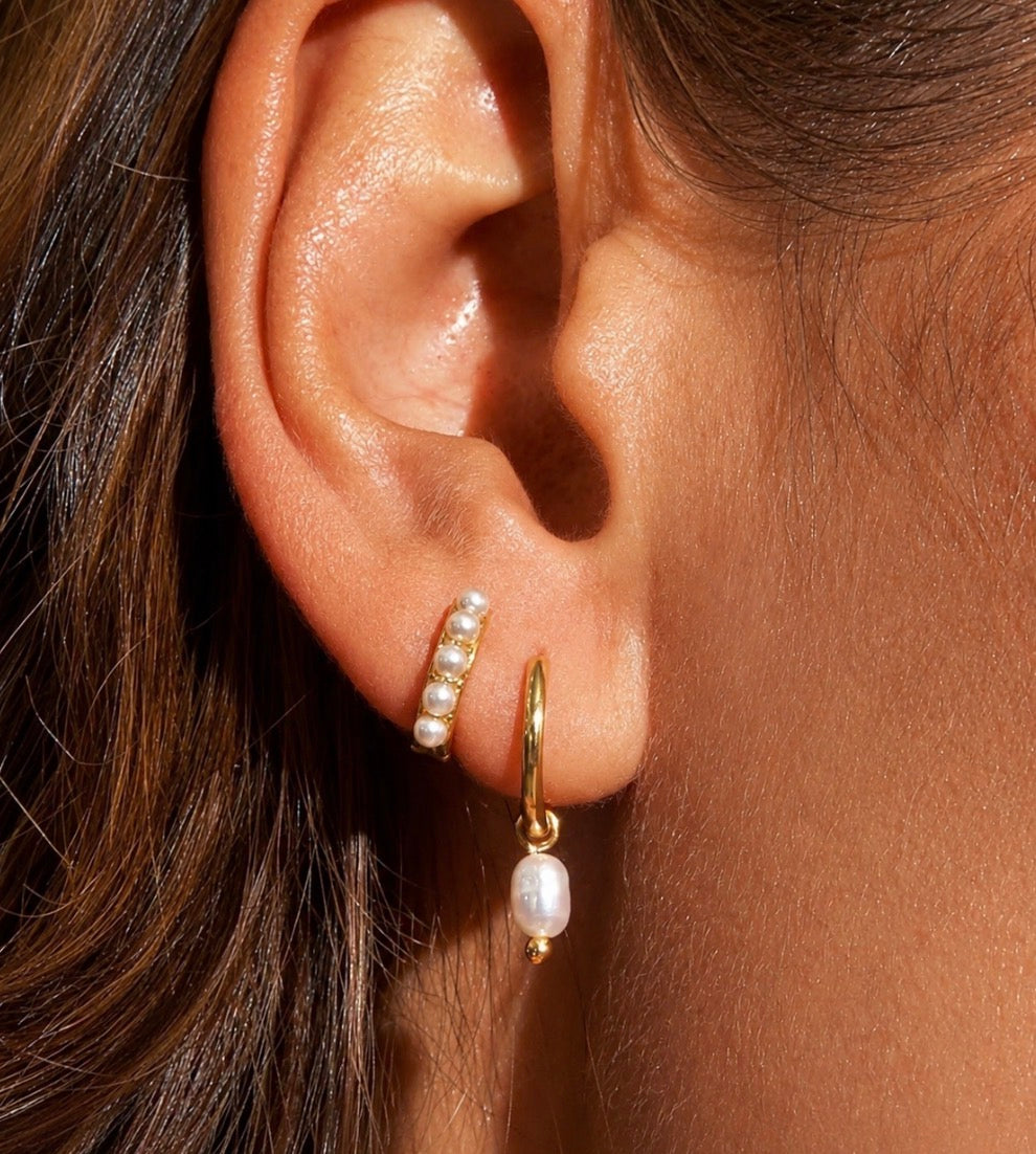 Dainty Pearl Hoops