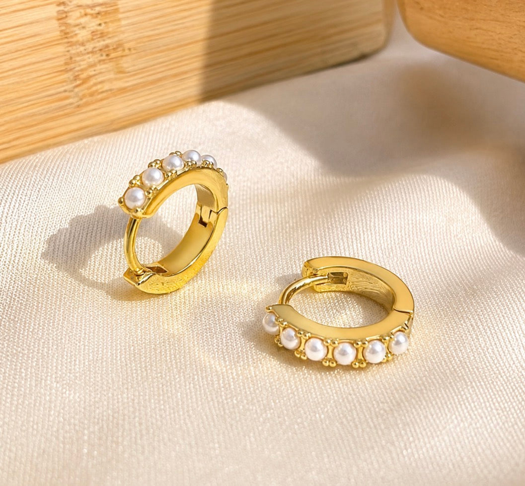 Dainty Pearl Hoops