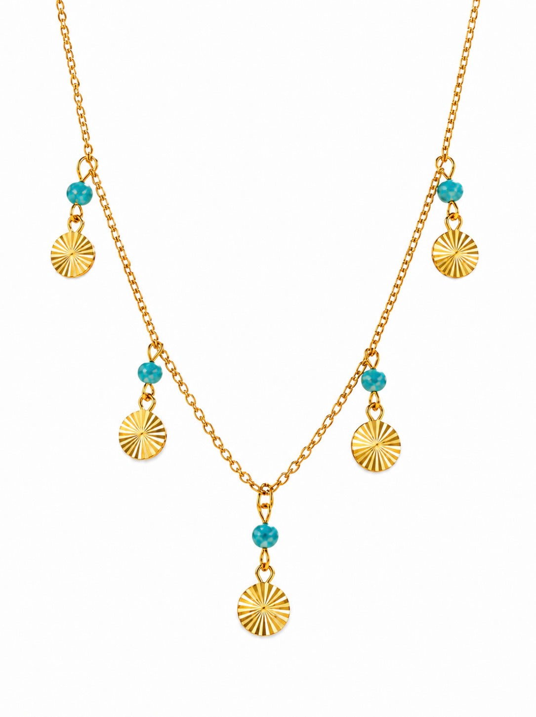 Emerald Tide Drops Gold Necklace