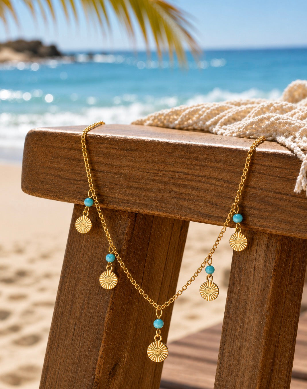 Emerald Tide Drops Gold Necklace