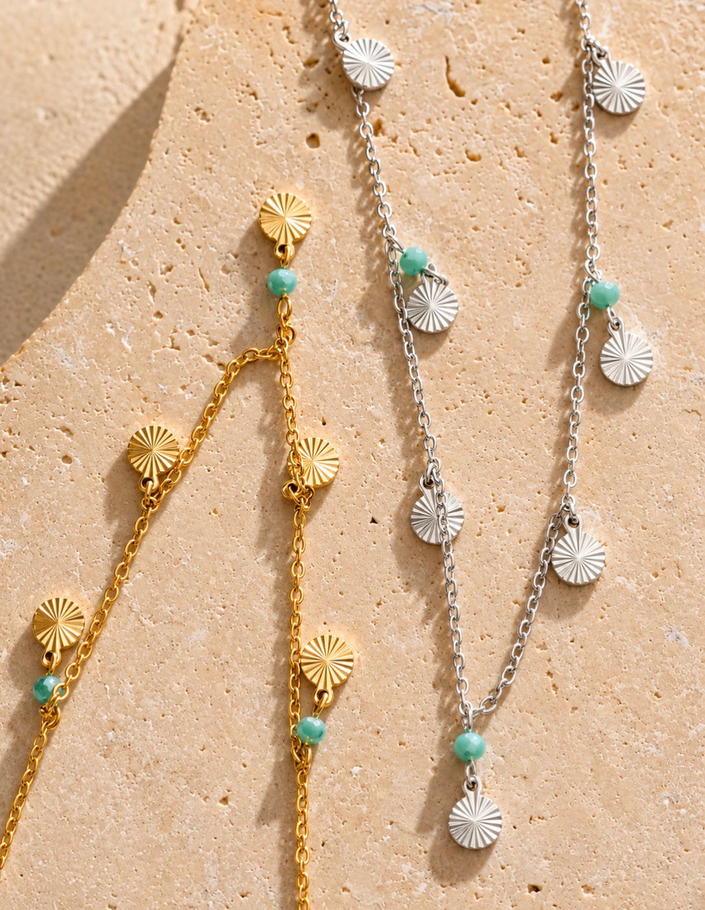 Emerald Tide Drops Silver Necklace