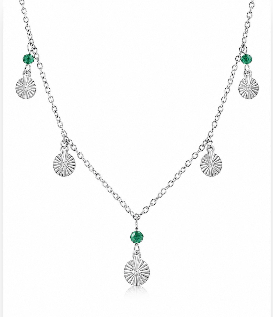 Emerald Tide Drops Silver Necklace