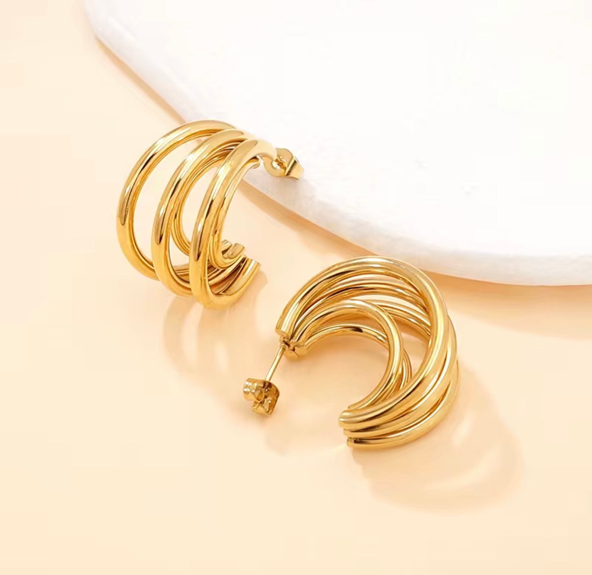 Malibu Stacked Hoops Gold