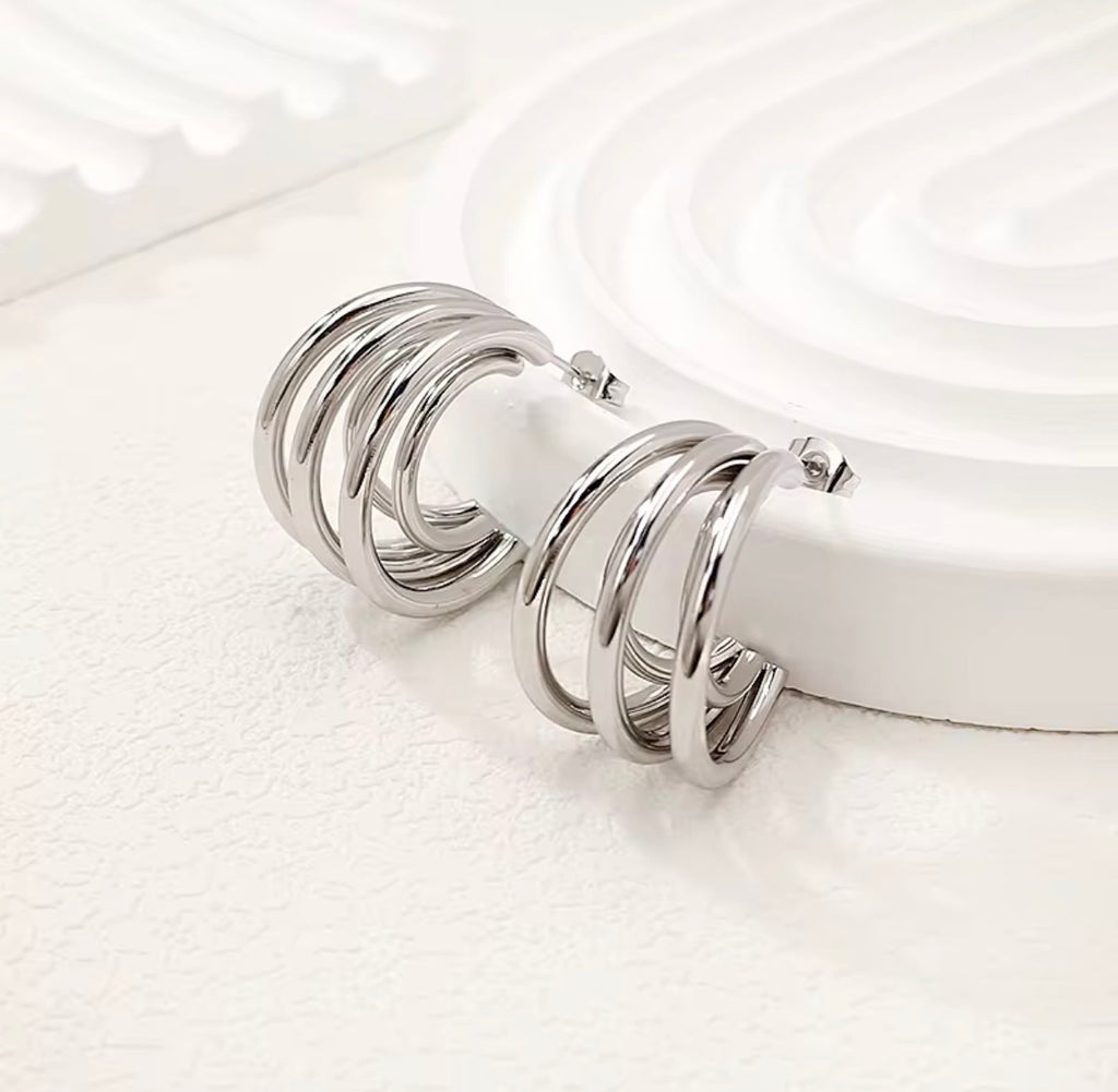 Malibu Stacked Hoops Silver