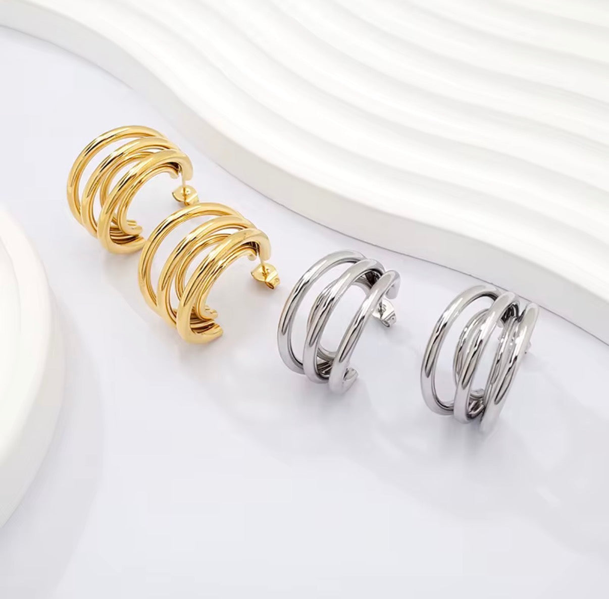 Malibu Stacked Hoops Silver