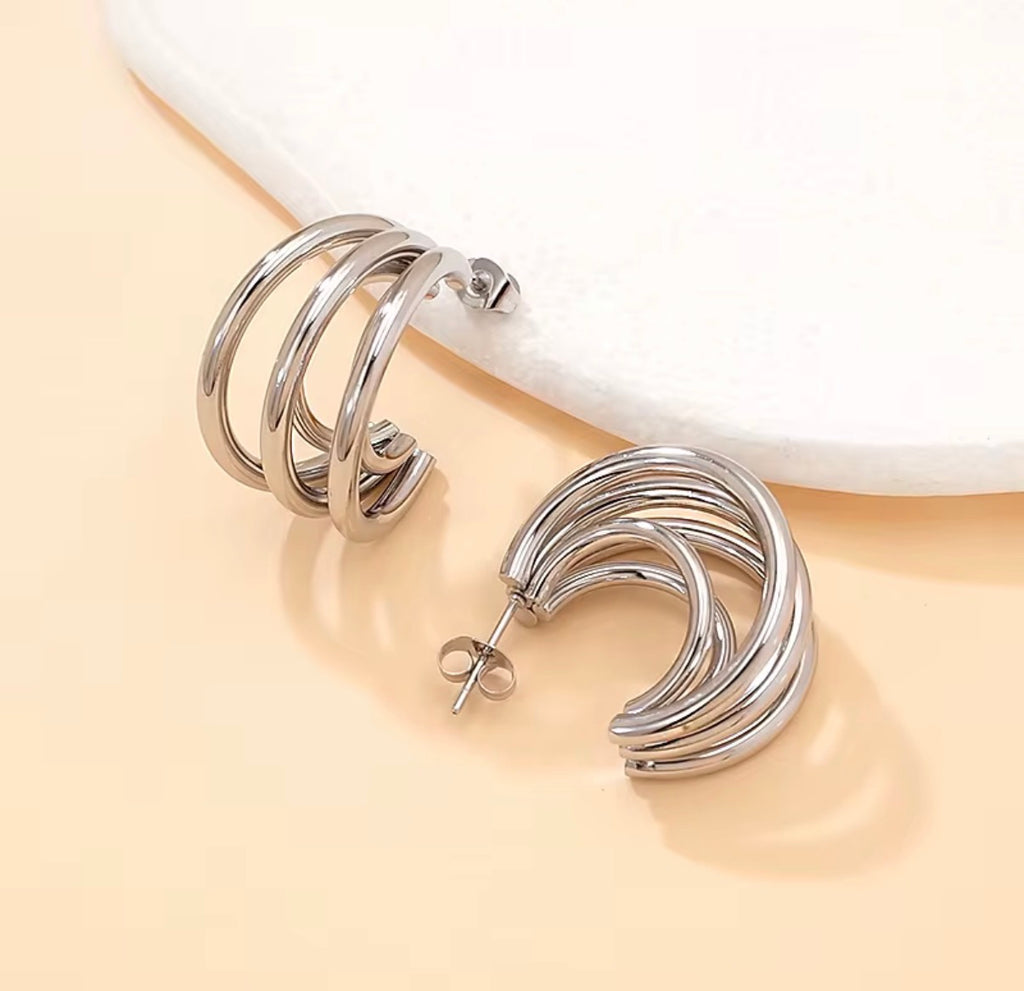 Malibu Stacked Hoops Silver