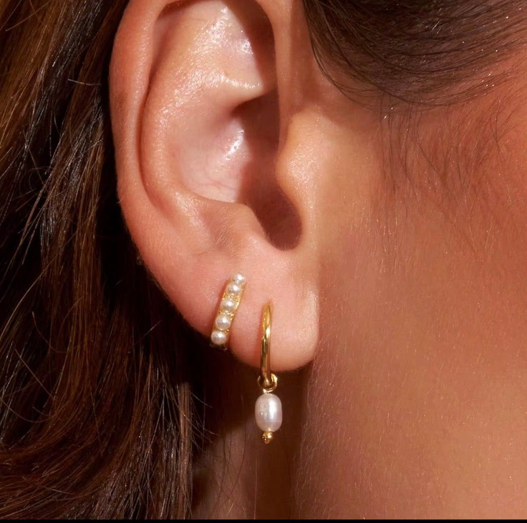 Dainty Pearl Hoops