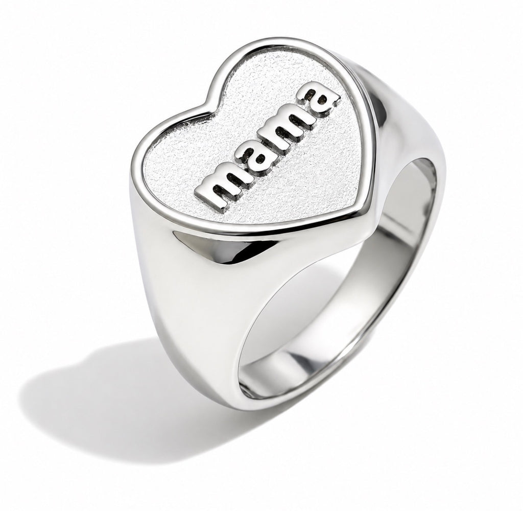 Mama Heart Silver Ring