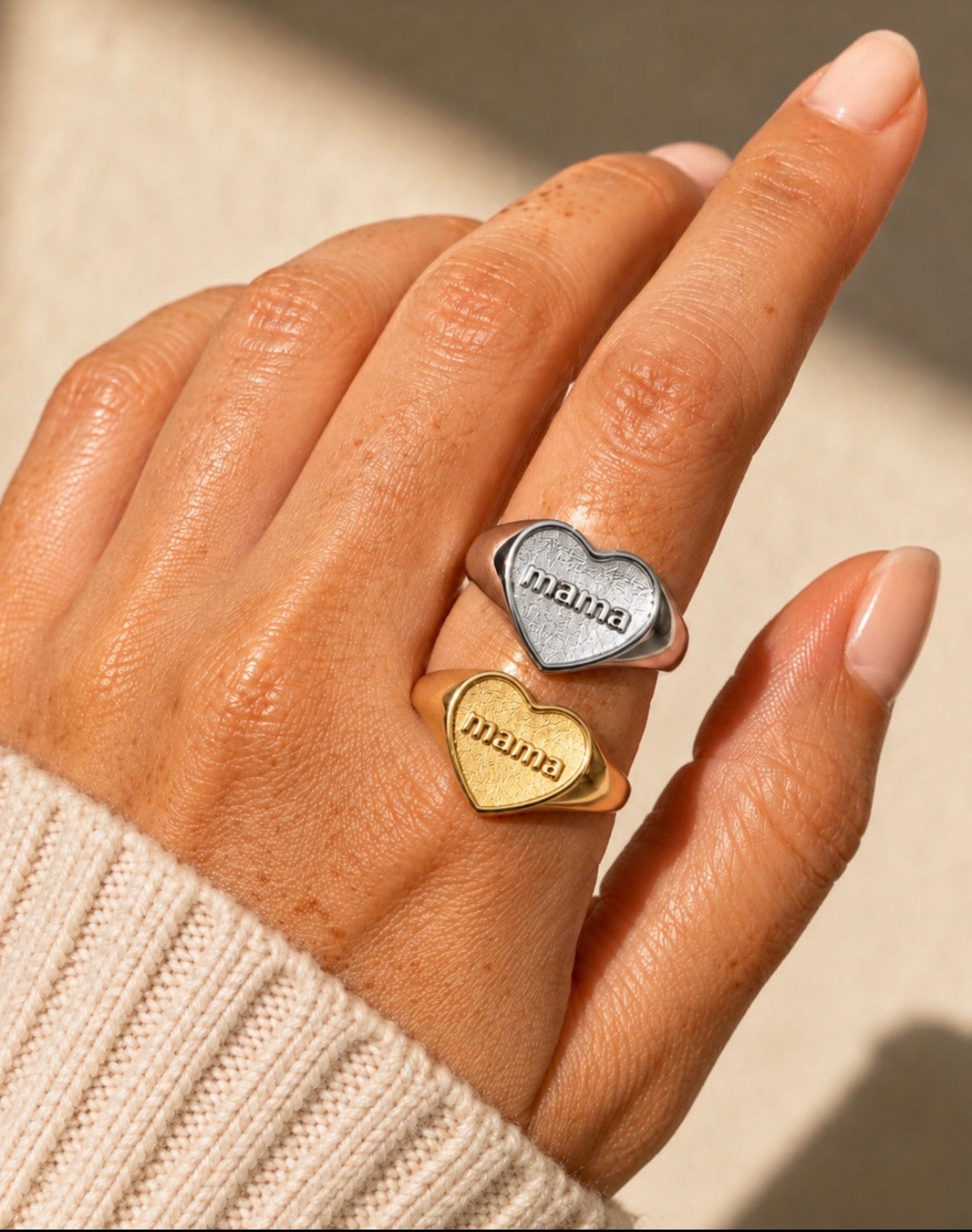 Mama Heart Silver Ring