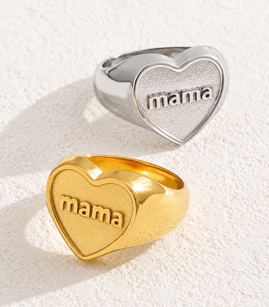 Mama Heart Silver Ring