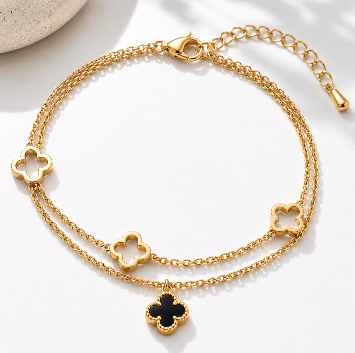 Midnight Clover Anklet
