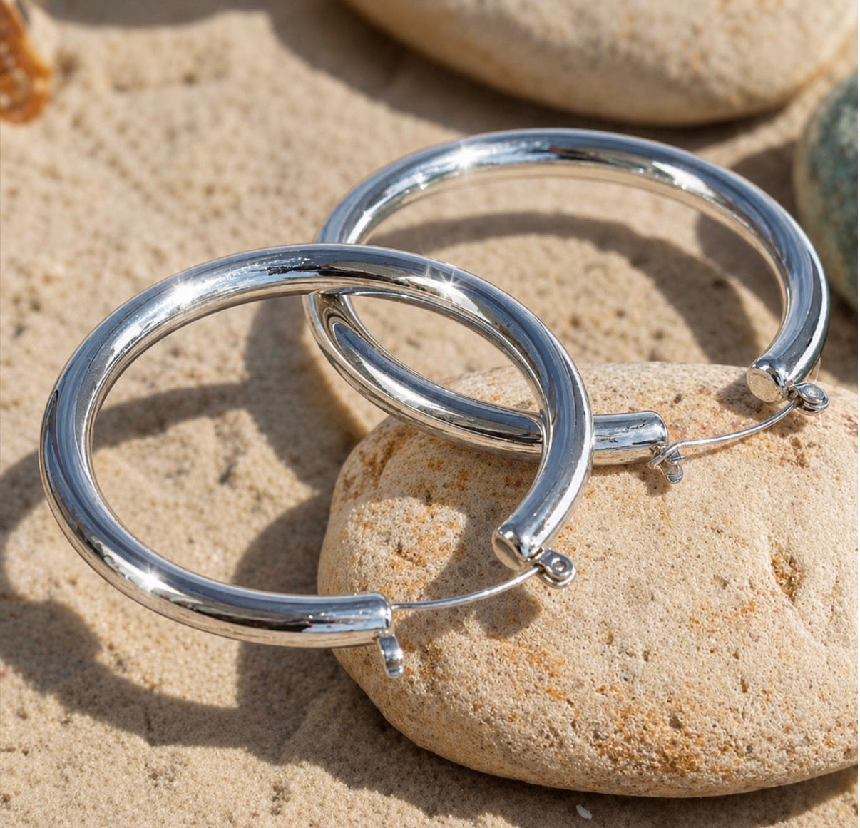 Mirror Glow Hoops~Silver