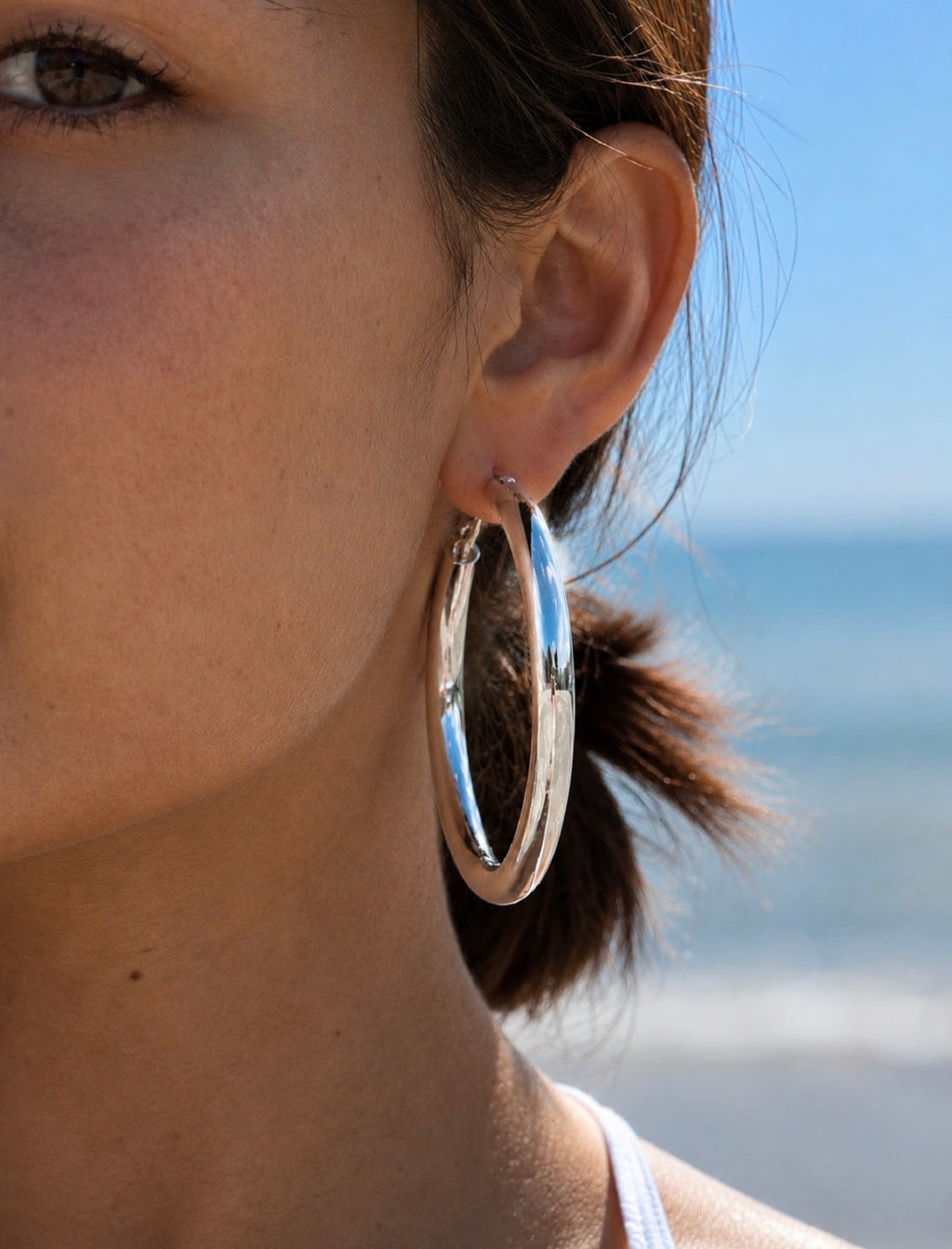Mirror Glow Hoops~Silver
