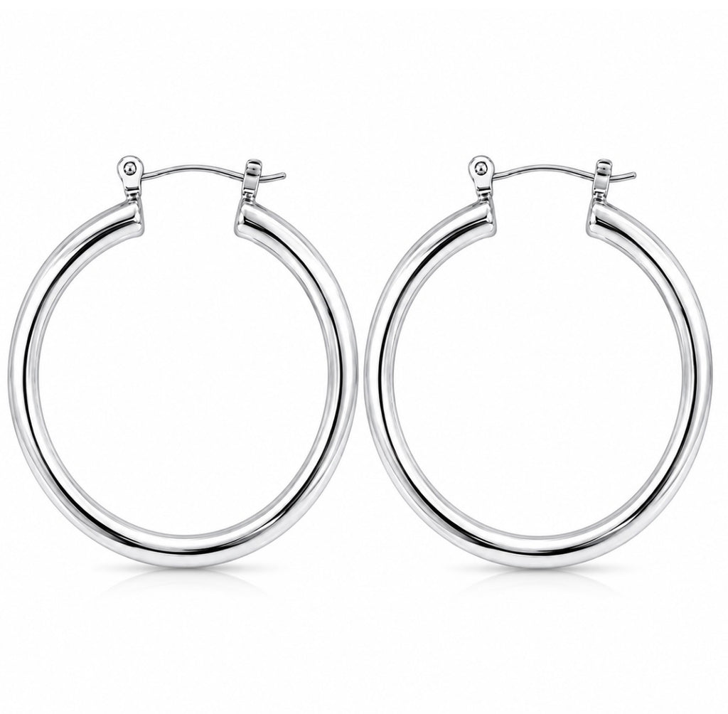 Mirror Glow Hoops~Silver