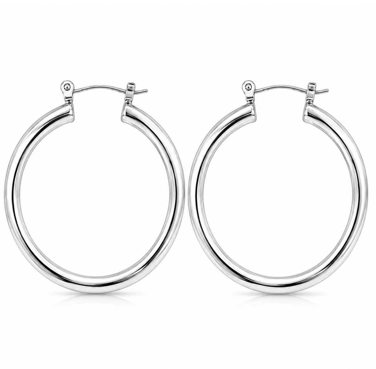 Mirror Glow Hoops~Silver