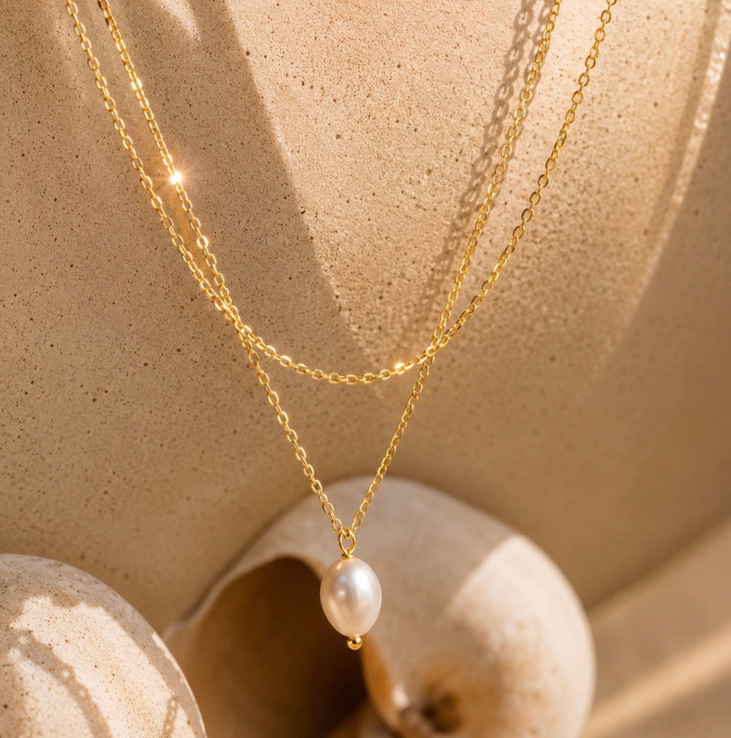 Moonlit Drop Necklace ~Gold