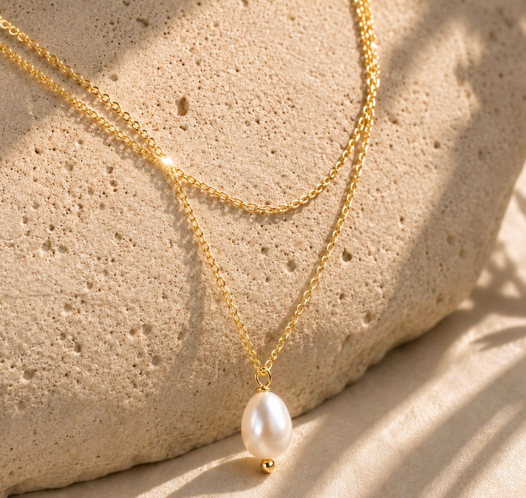 Moonlit Drop Necklace ~Gold