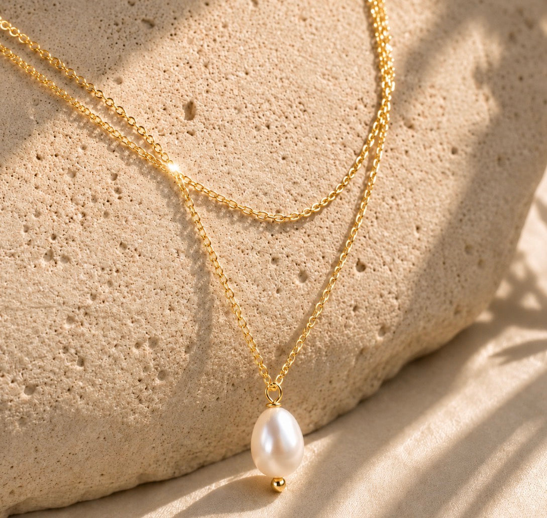 Moonlit Drop Necklace ~Gold