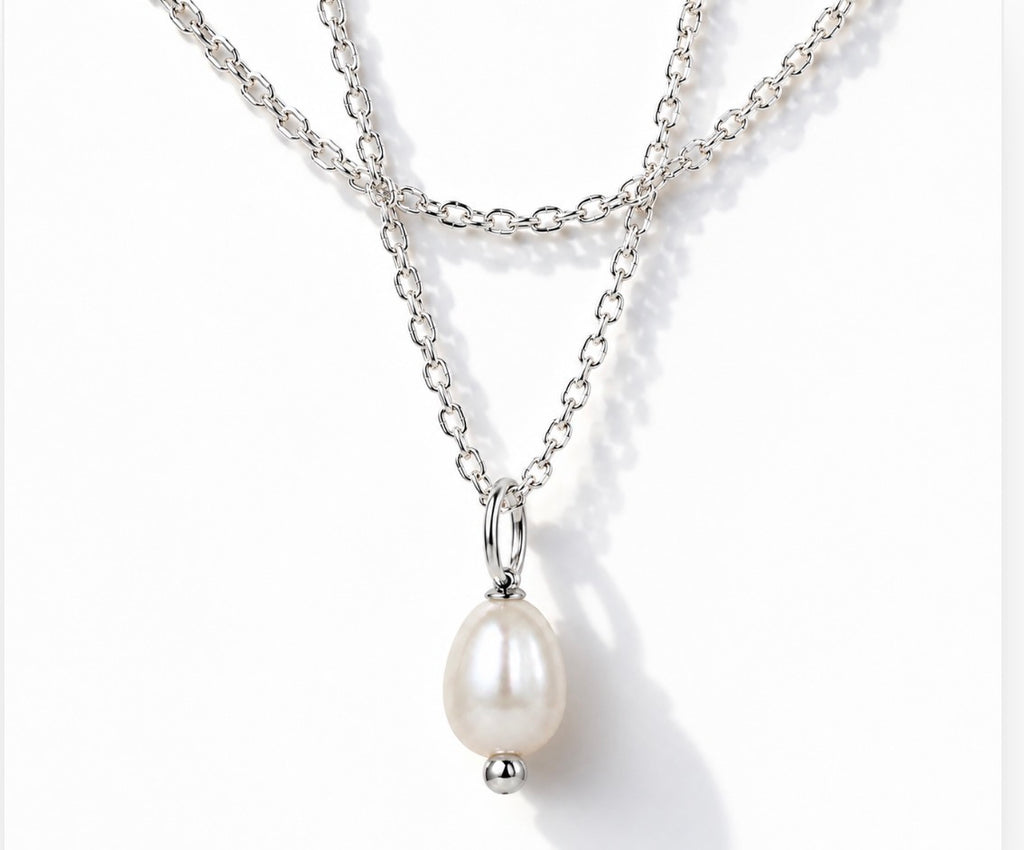 Moonlit Drop Necklace~Silver