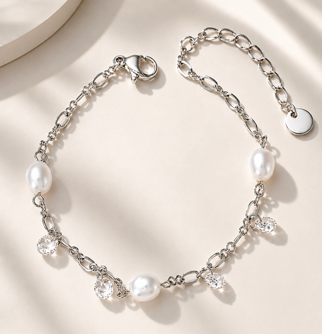 Pearl Society Silver Anklet