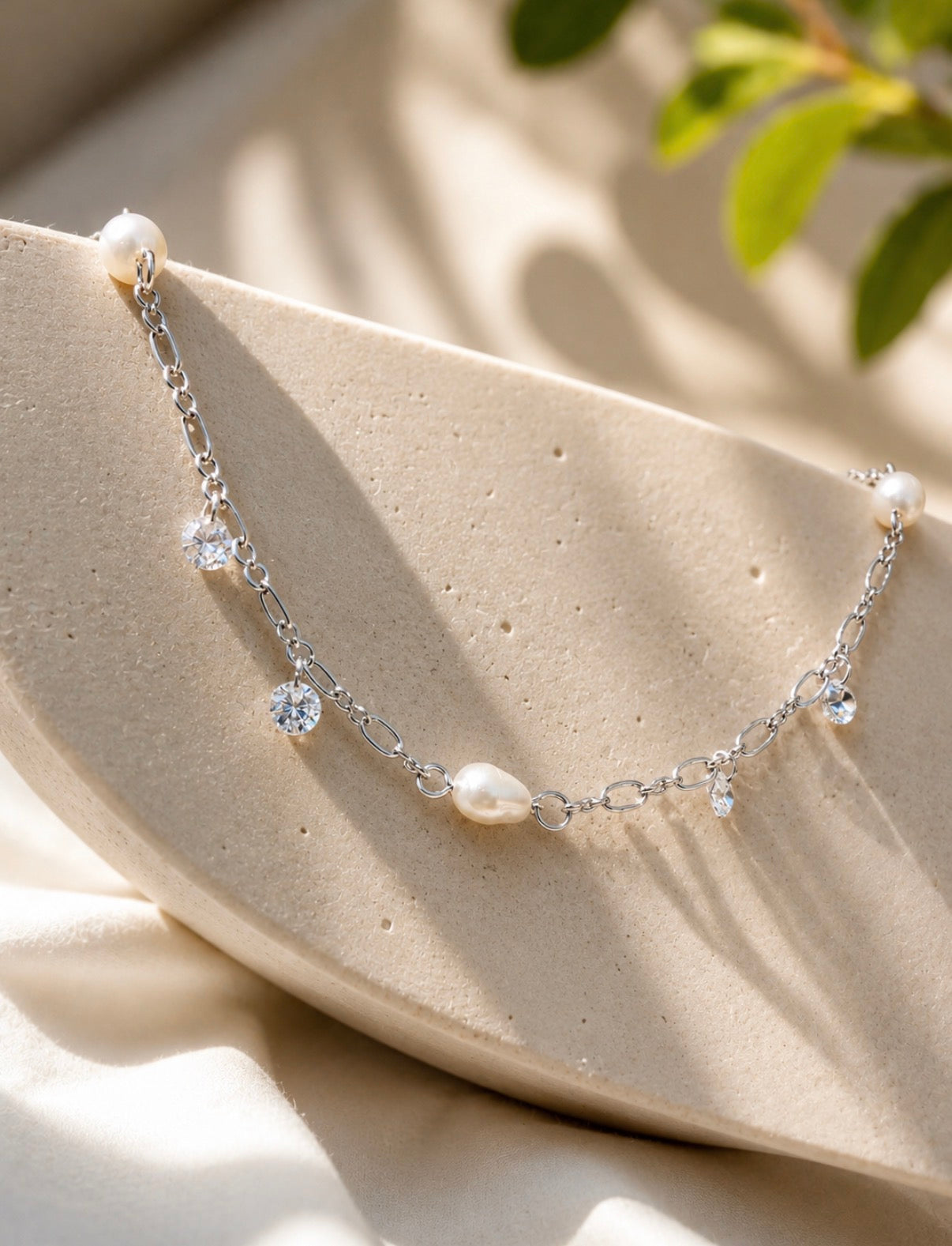 Pearl Society Silver Anklet