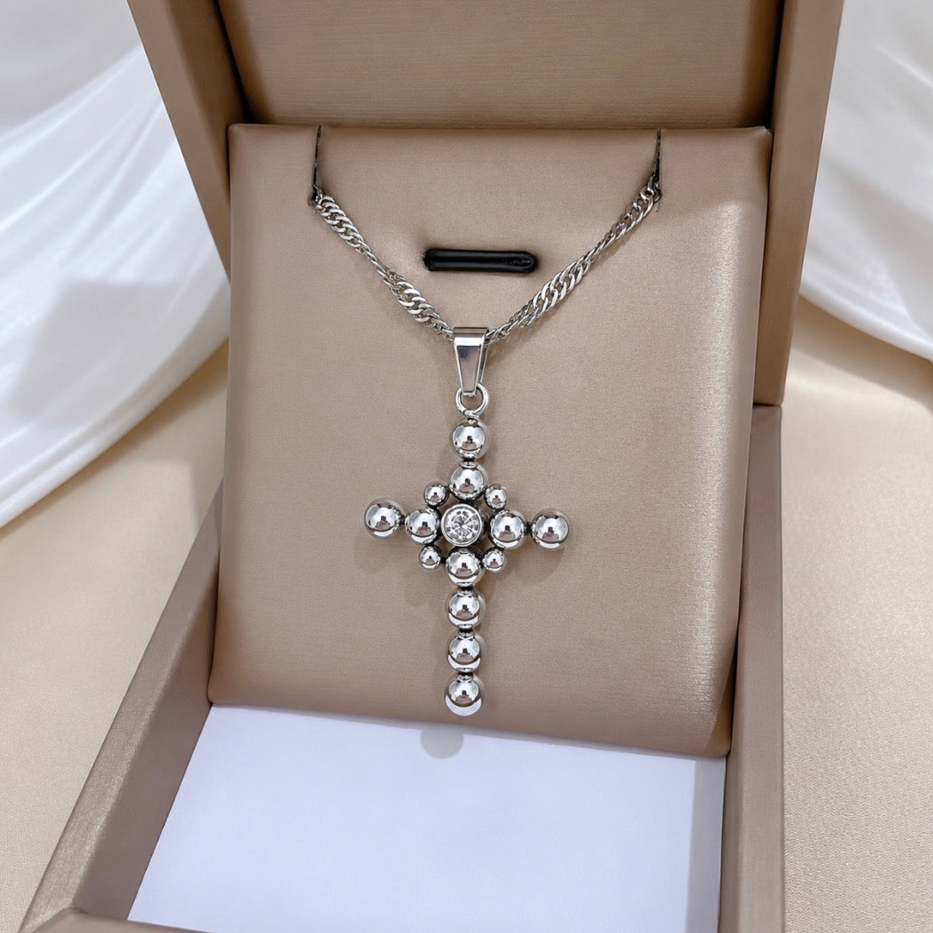 Silver Solace Cross Necklace