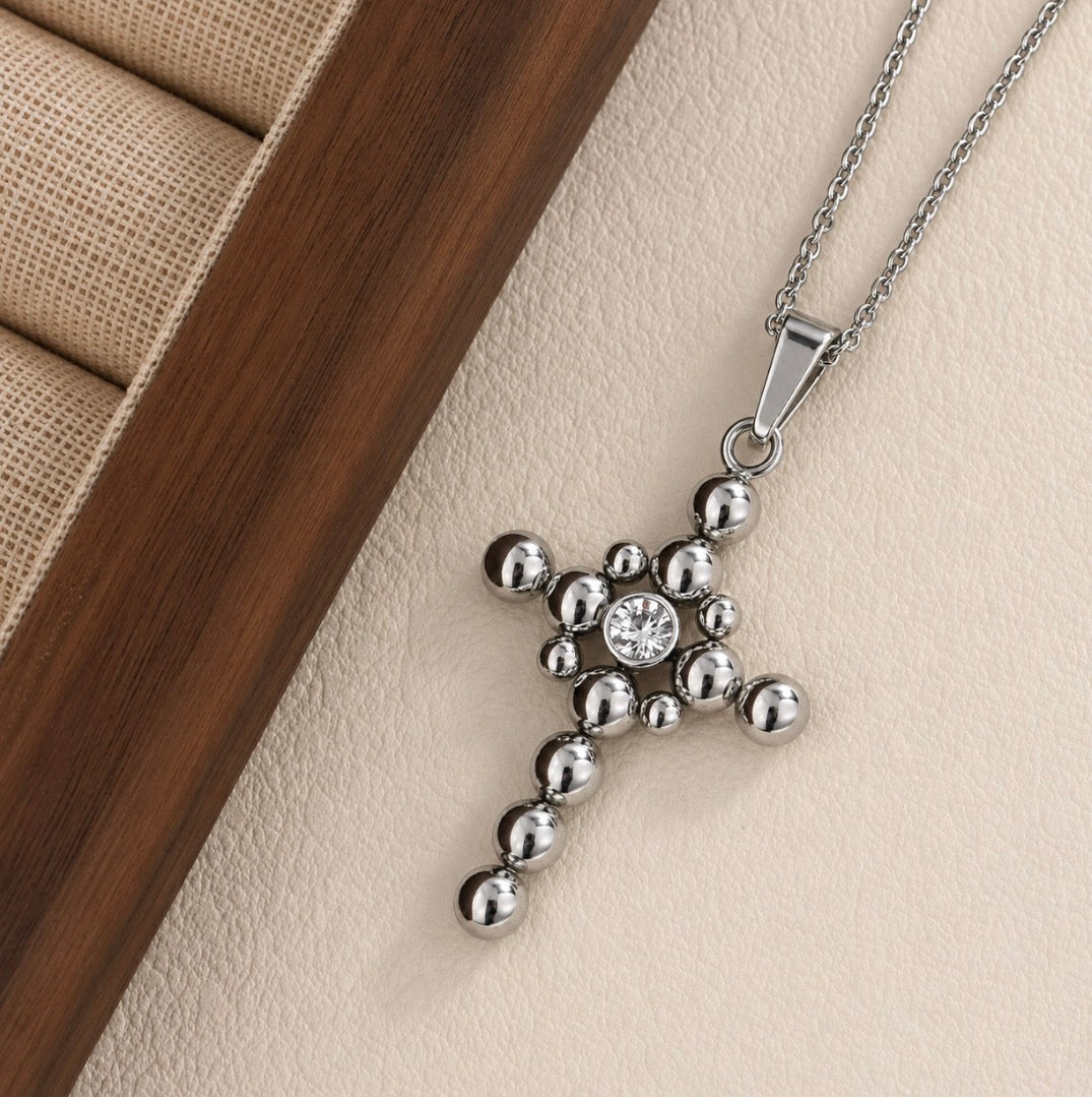 Silver Solace Cross Necklace