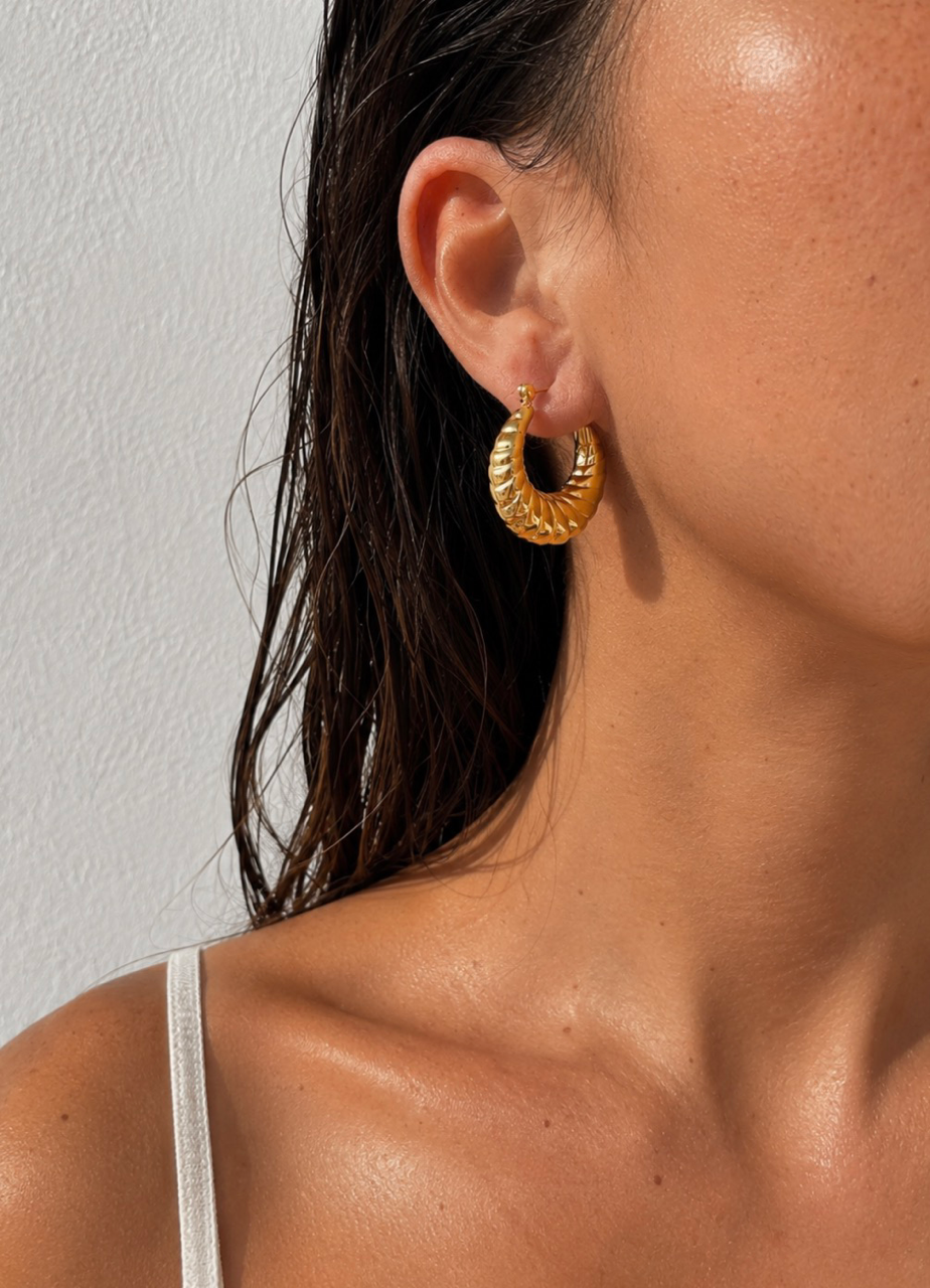 Siren Twist Hoops~Gold