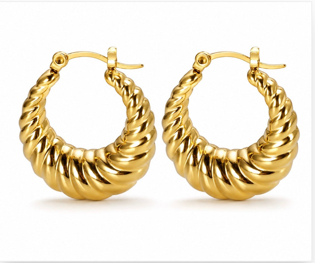Siren Twist Hoops~Gold