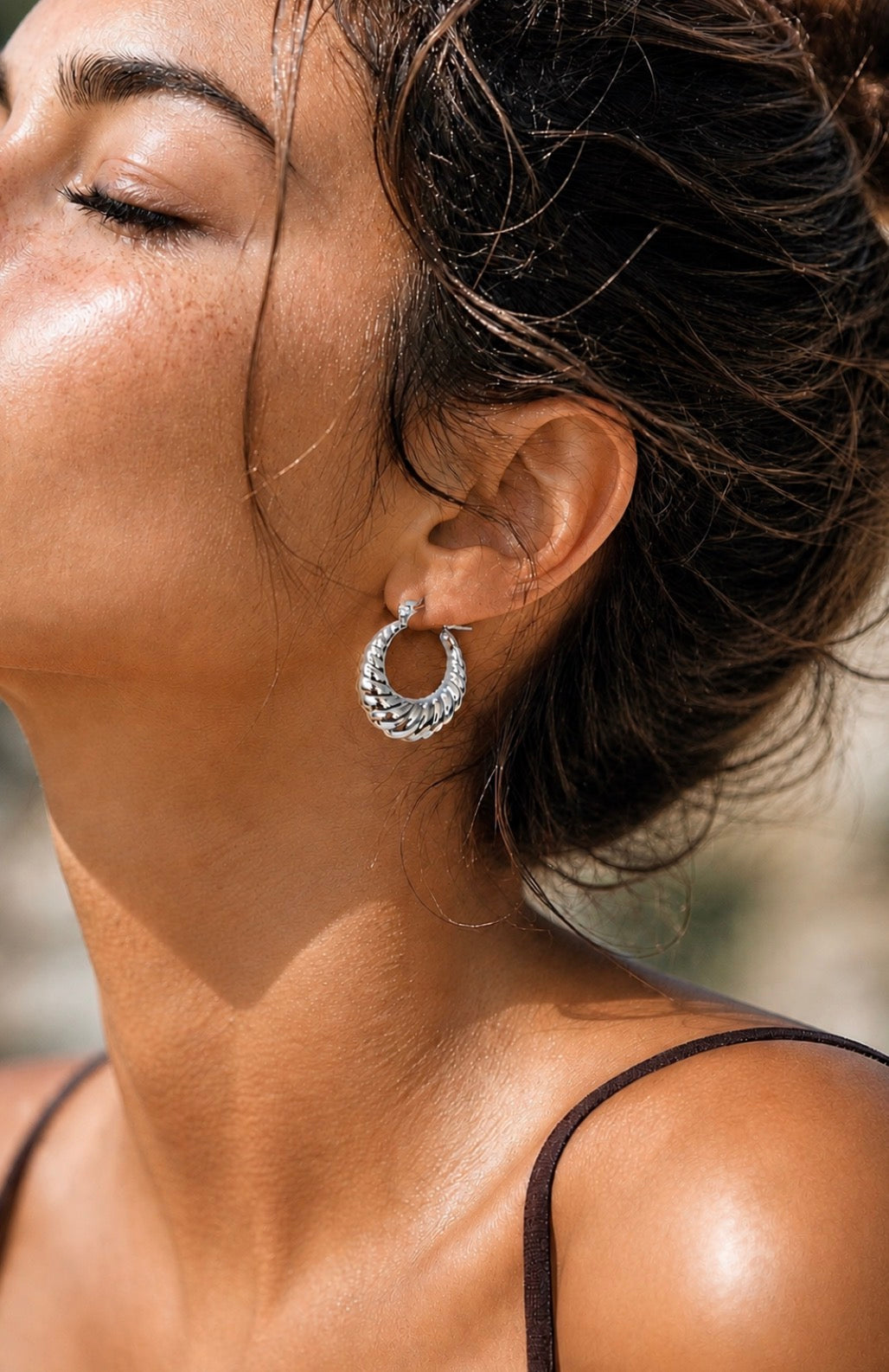 Siren Twist Hoops~Silver