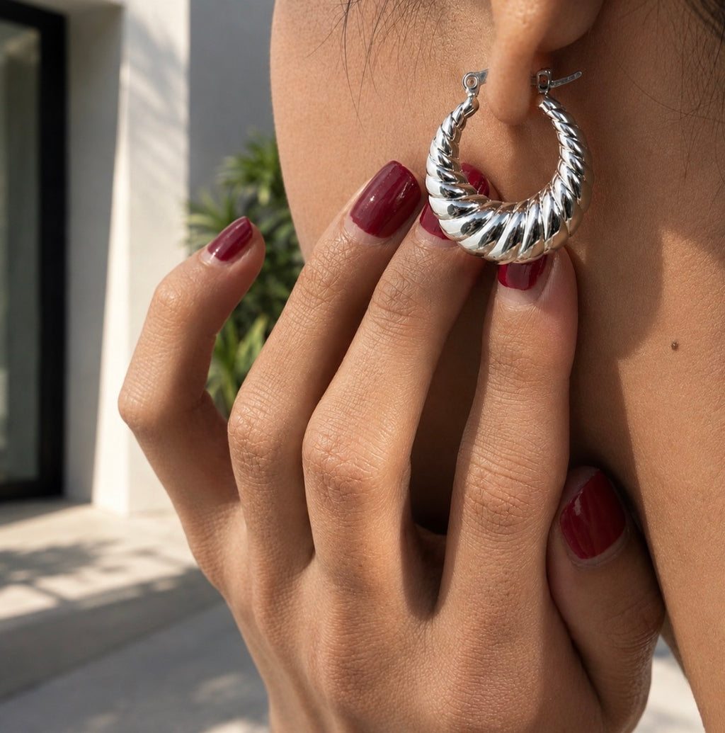 Siren Twist Hoops~Silver