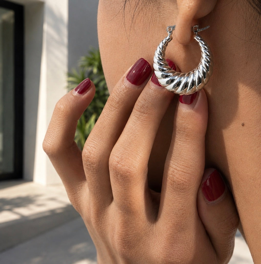 Siren Twist Hoops~Silver