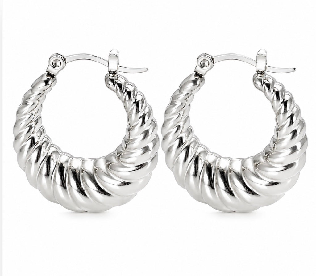 Siren Twist Hoops~Silver