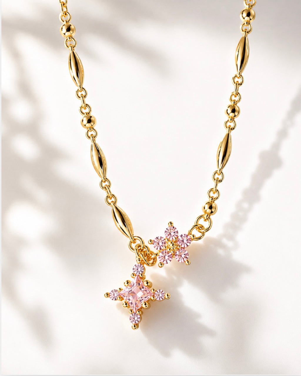 Stellar Bloom Necklace ~Pink Stones