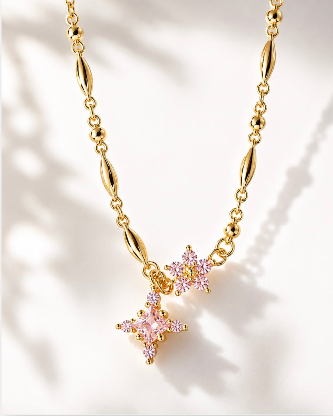 Stellar Bloom Necklace ~Pink Stones